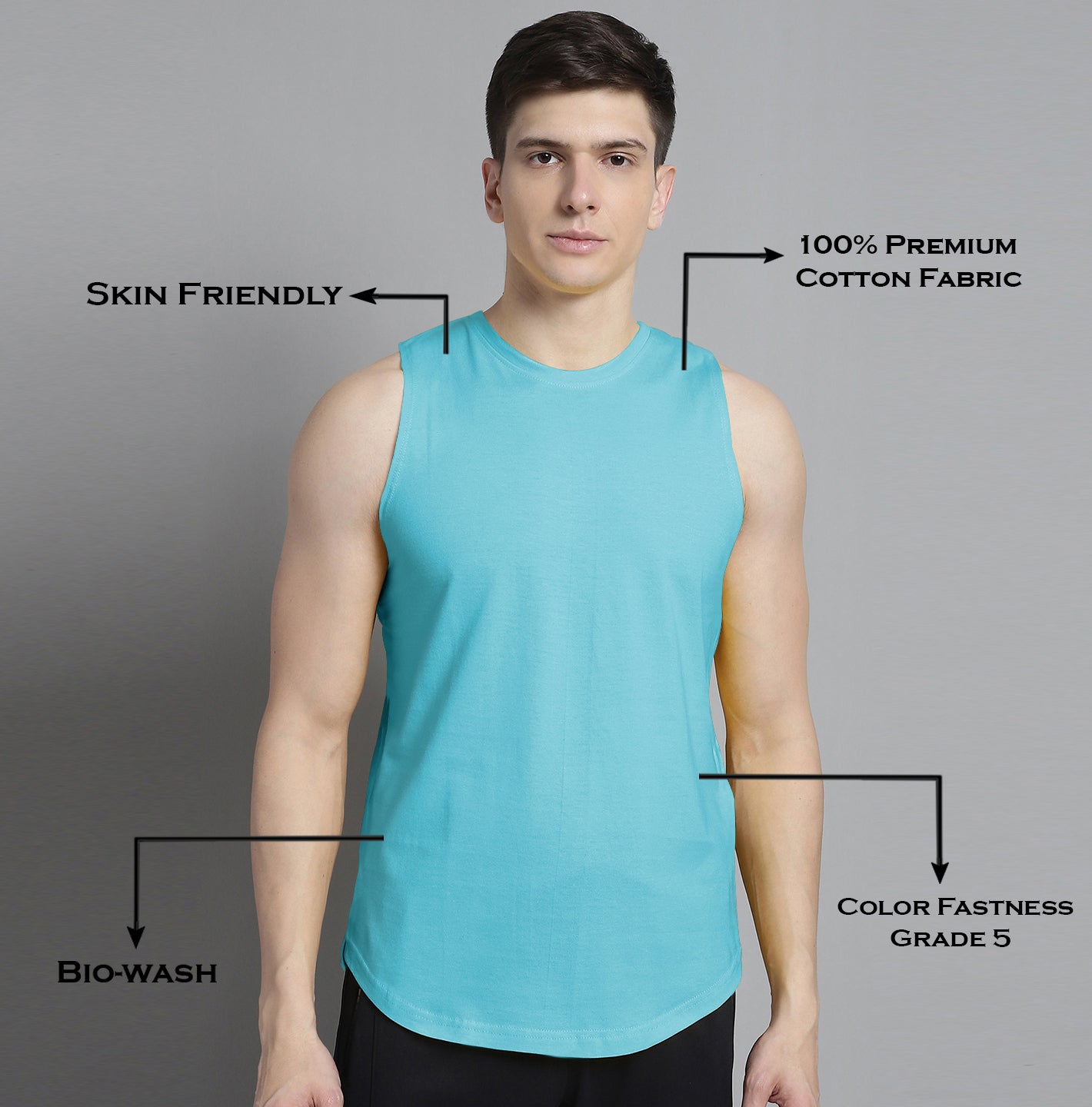 Fbar Men Solid Cotton Innerwear Gym Vest - Friskers