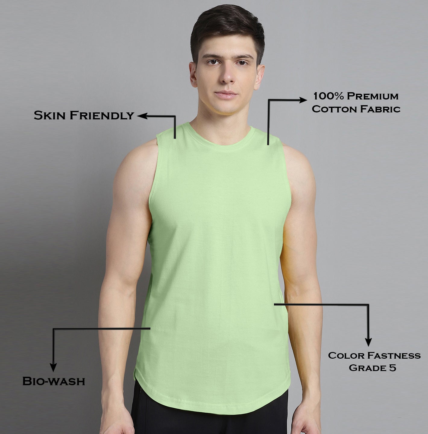 Fbar Men Solid Cotton Innerwear Gym Vest - Friskers