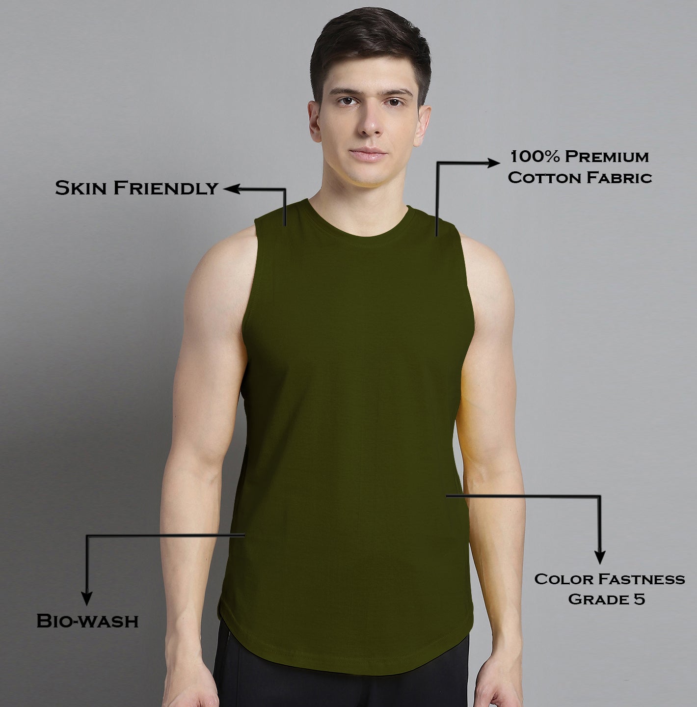 Fbar Men Solid Cotton Innerwear Gym Vest - Friskers