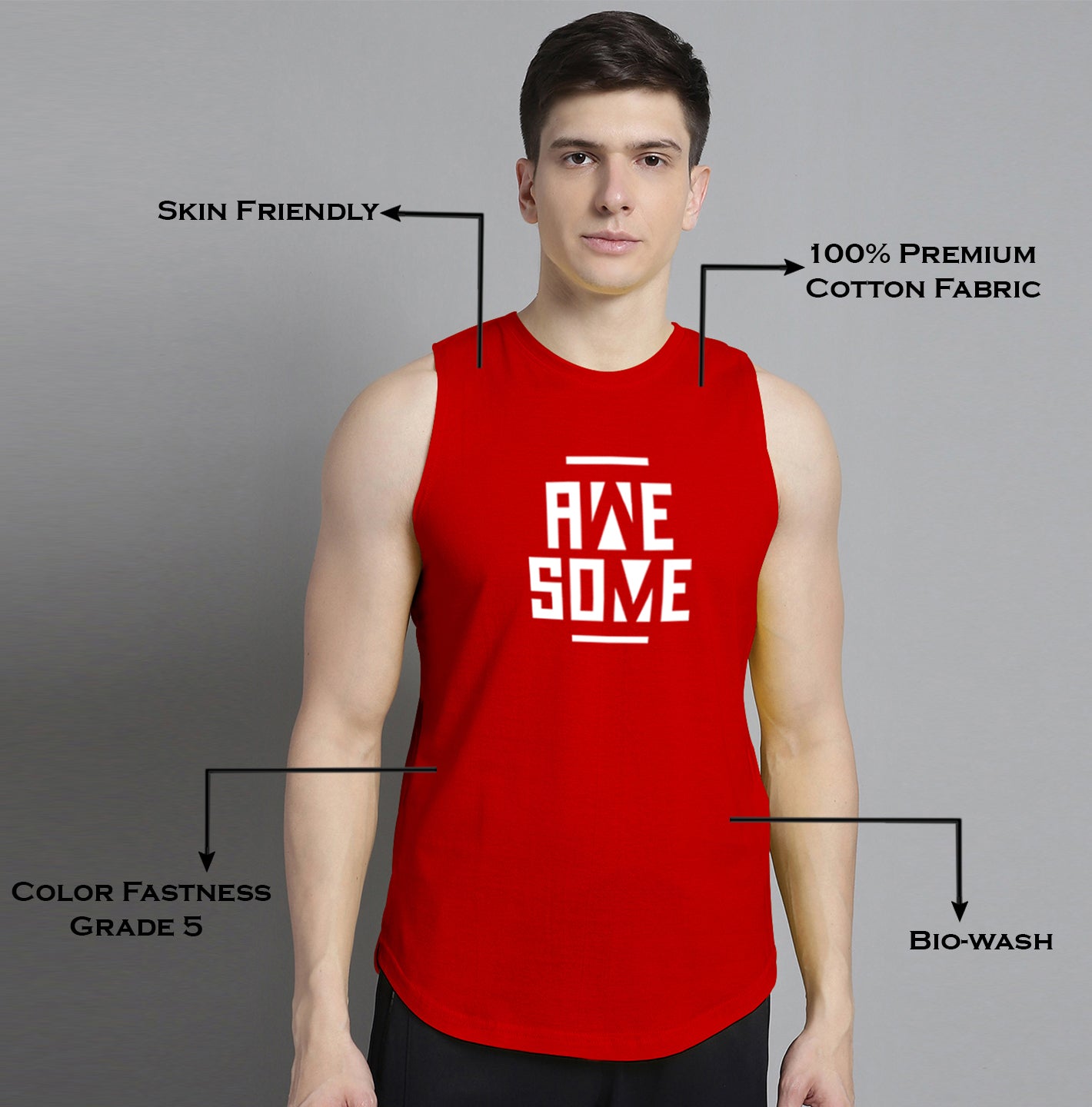 Fbar Awesome printed Pure Cotton Training Vest - Friskers