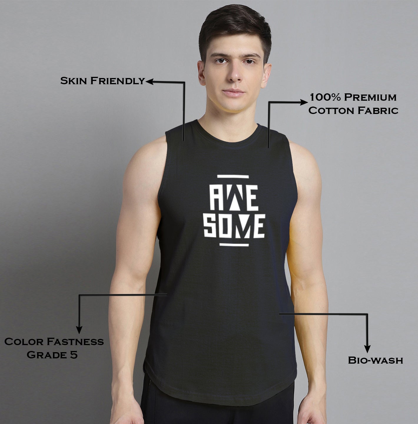Fbar Awesome printed Pure Cotton Training Vest - Friskers
