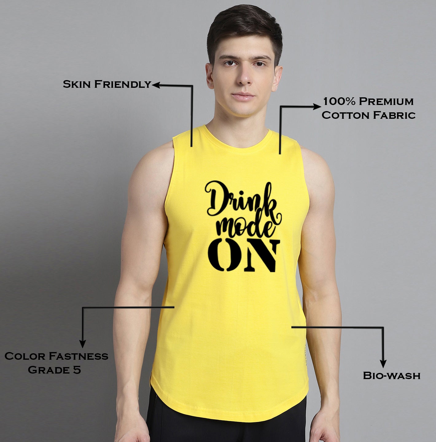 Fbar Drink Mode On printed Pure Cotton Training Vest - Friskers