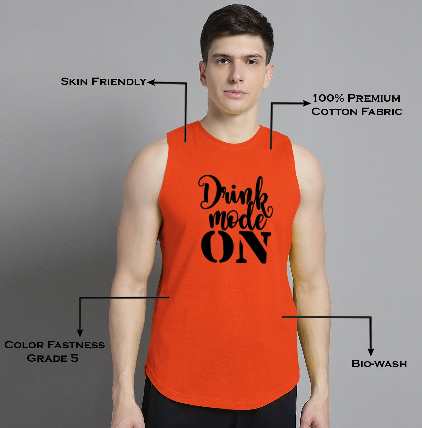 Fbar Drink Mode On printed Pure Cotton Training Vest - Friskers
