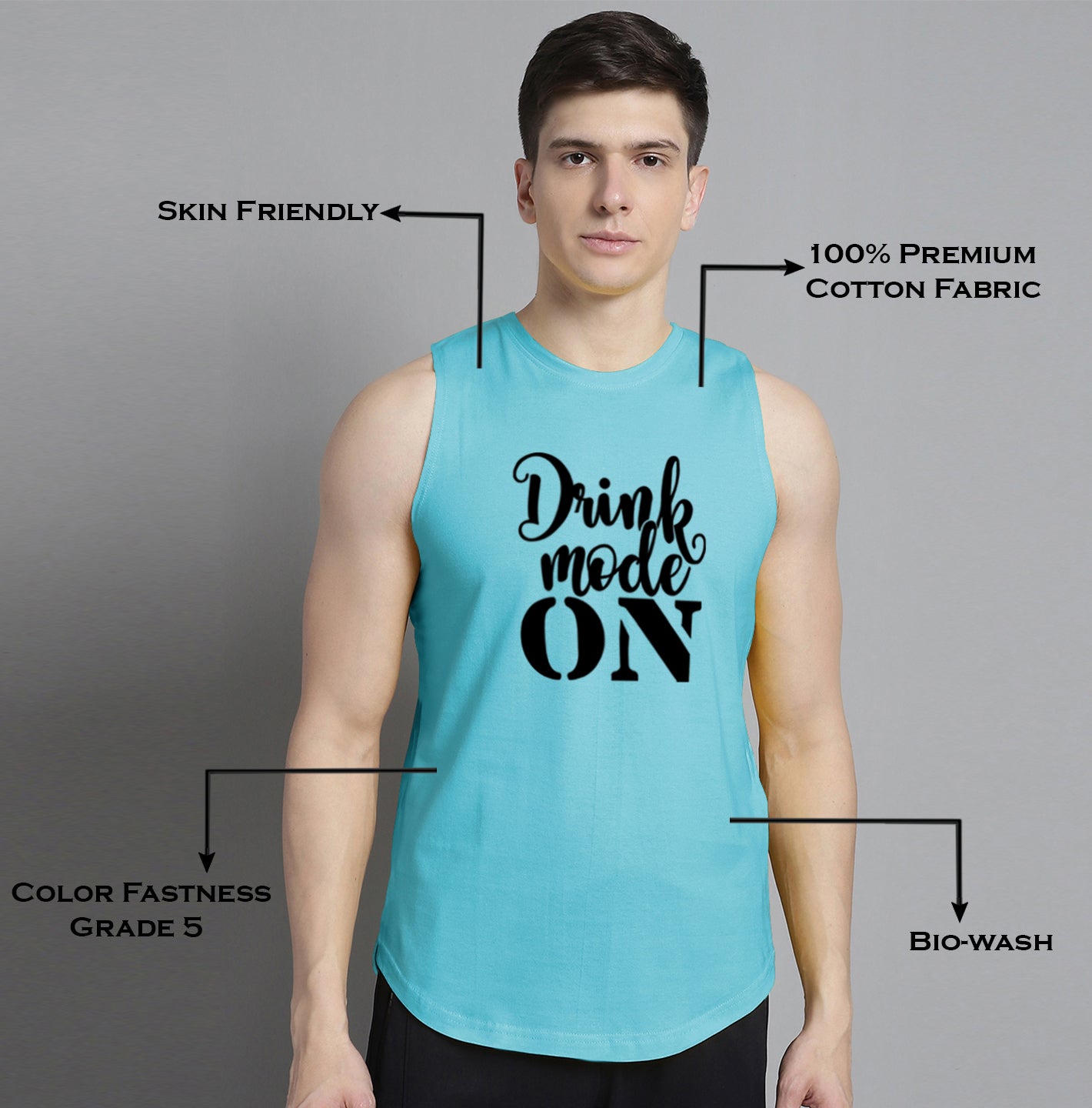 Fbar Drink Mode On printed Pure Cotton Training Vest - Friskers