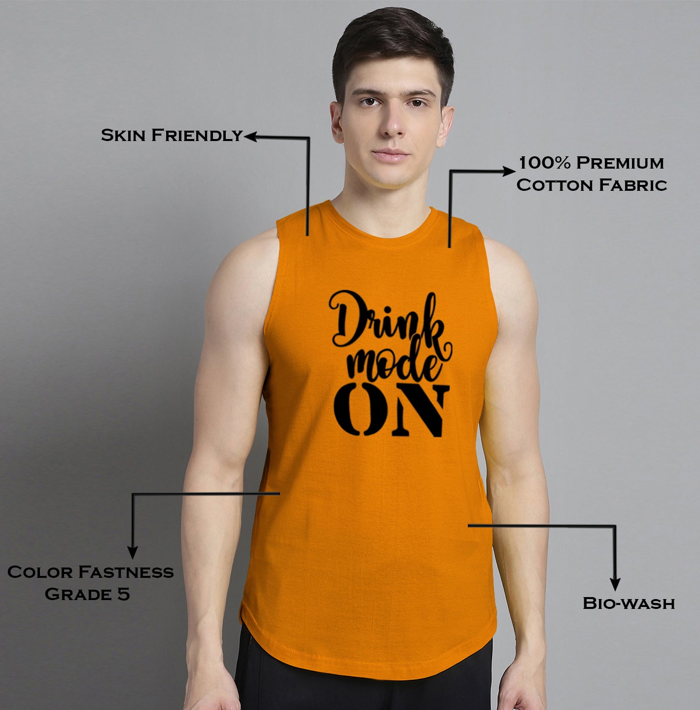 Fbar Drink Mode On printed Pure Cotton Training Vest - Friskers