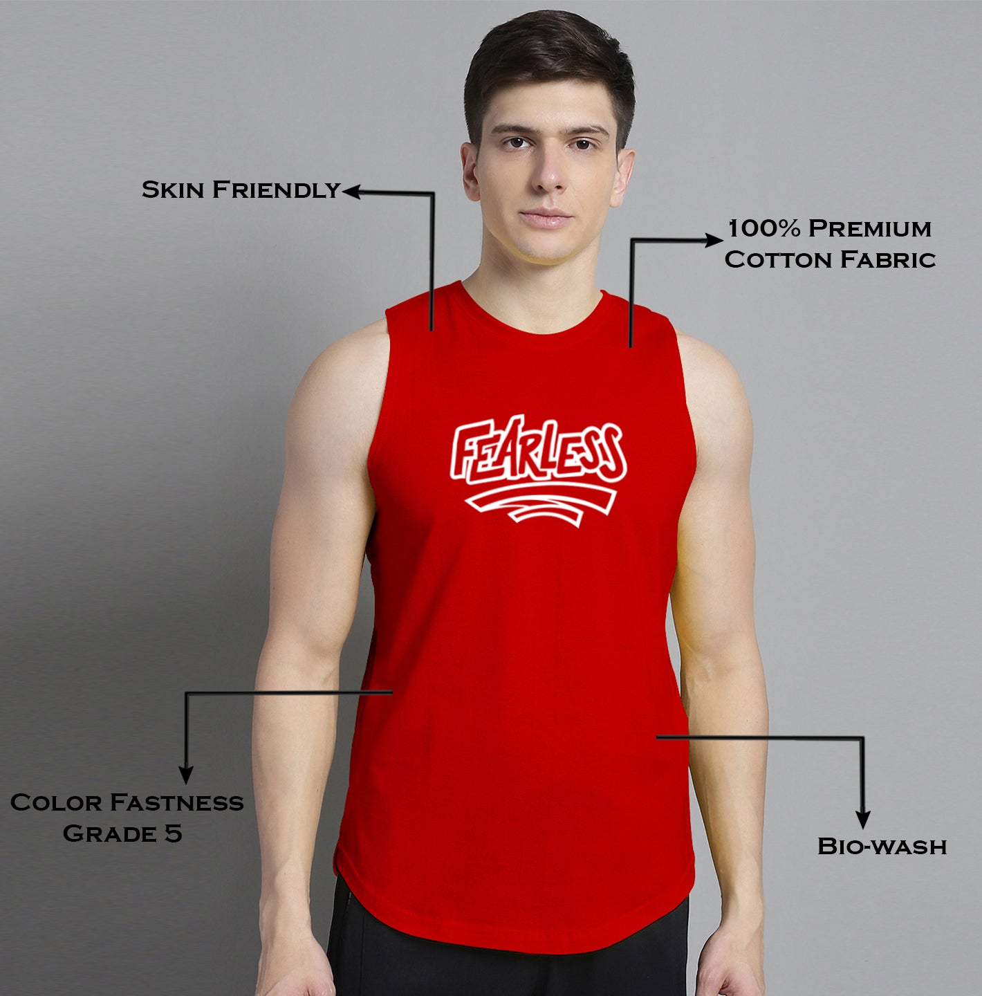Fbar Fearless printed Pure Cotton Training Vest - Friskers