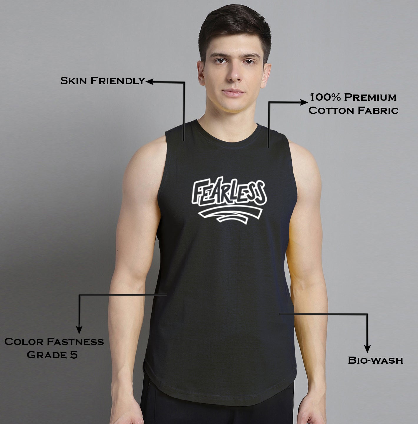 Fbar Fearless printed Pure Cotton Training Vest - Friskers