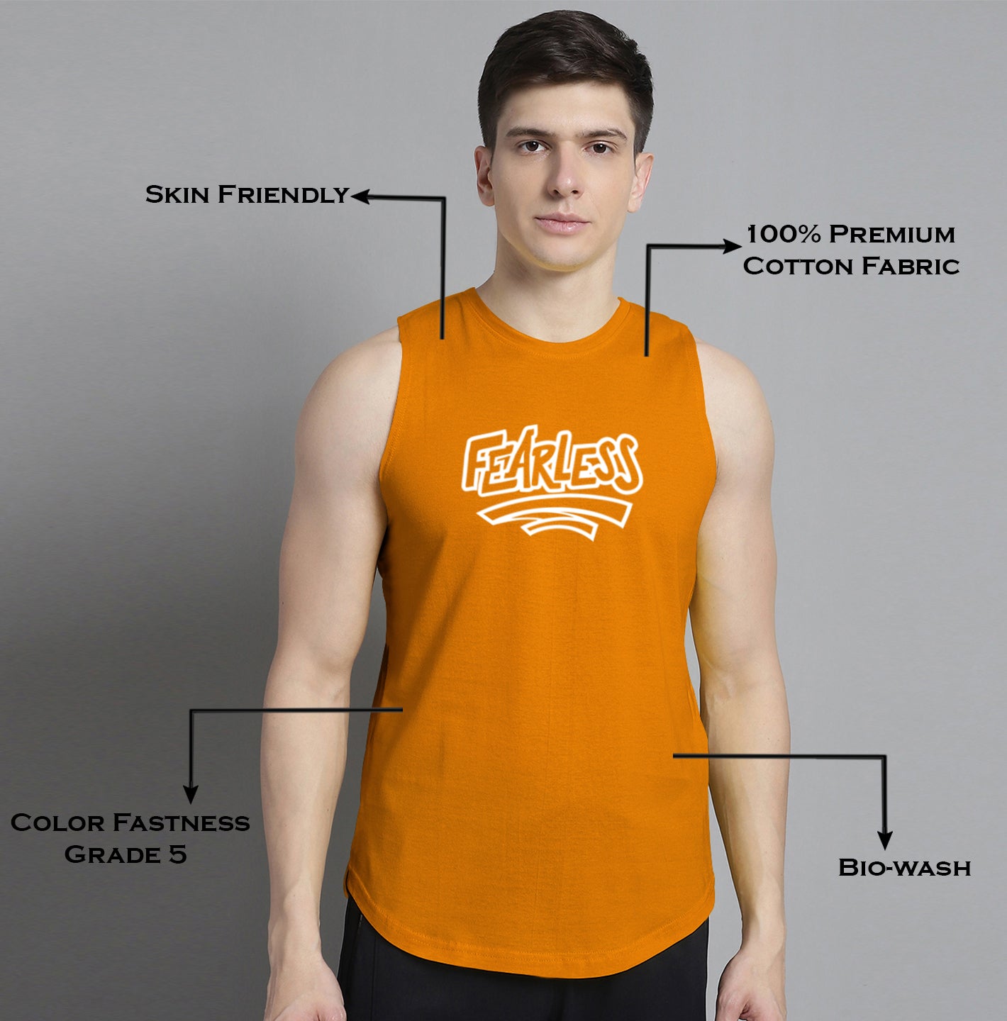 Fbar Fearless printed Pure Cotton Training Vest - Friskers
