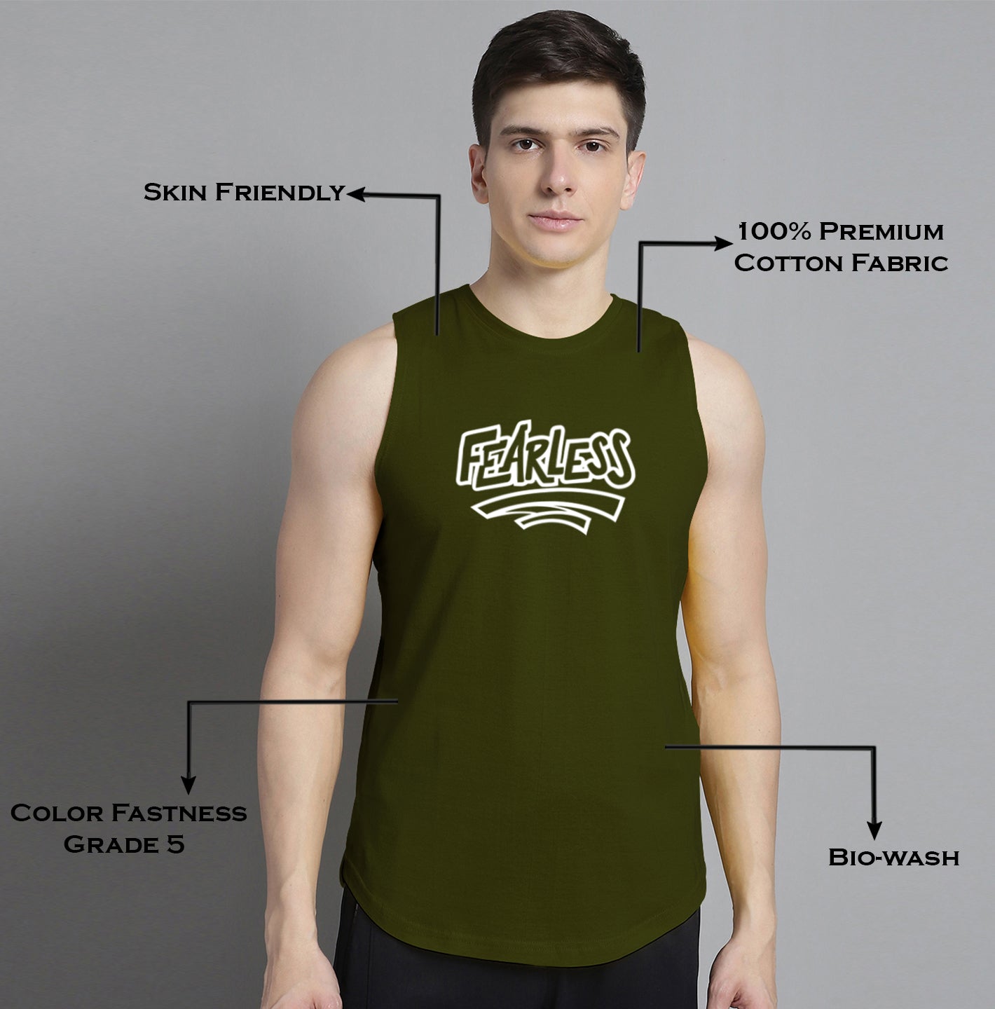 Fbar Fearless printed Pure Cotton Training Vest - Friskers