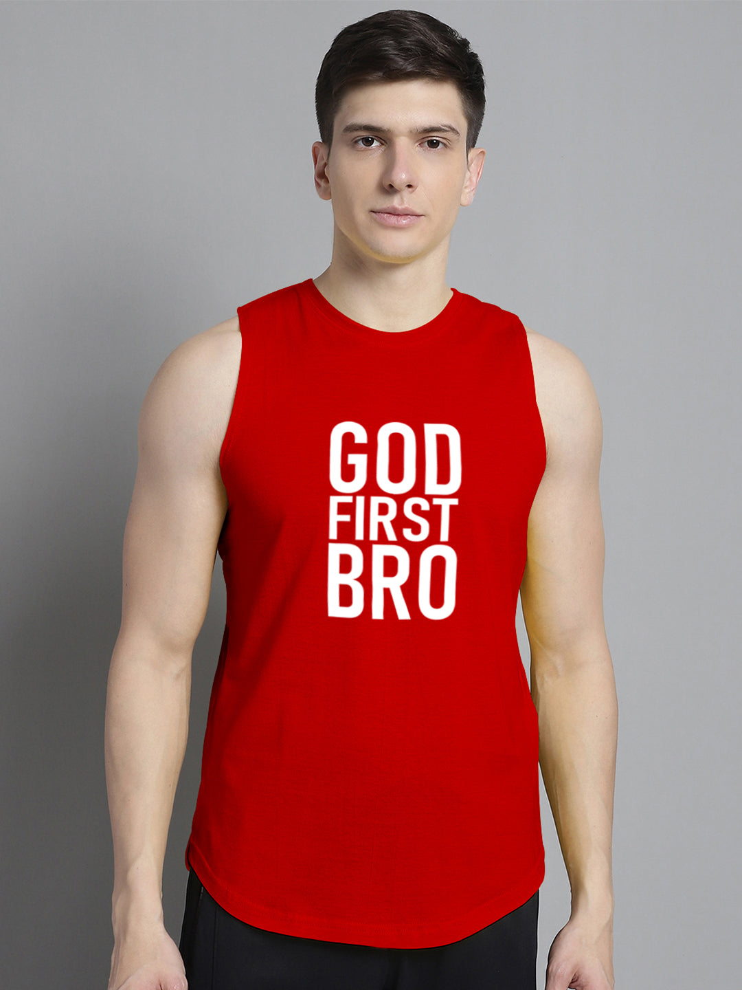 Fbar God First Bro printed Pure Cotton Training Vest - Friskers