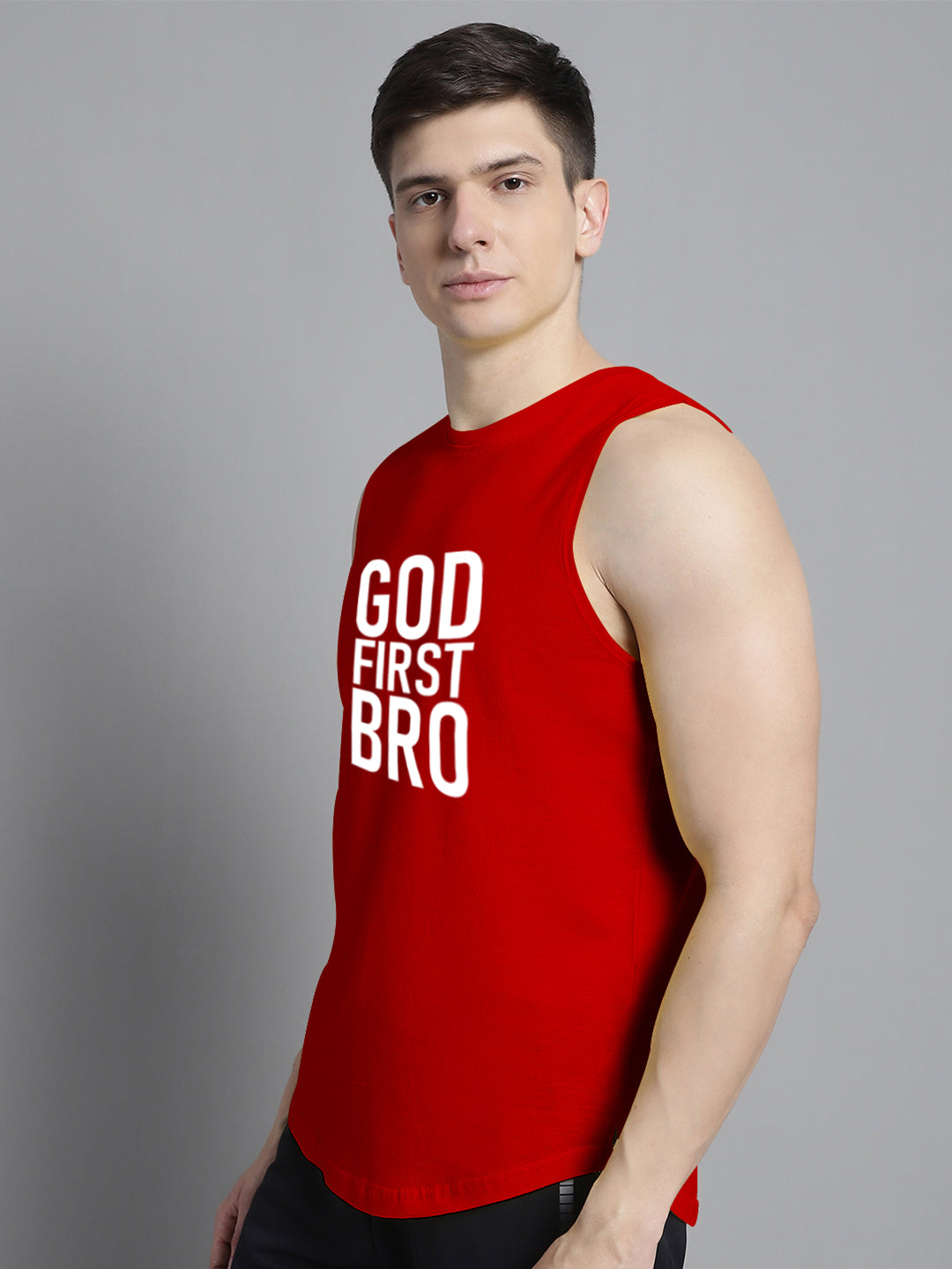 Fbar God First Bro printed Pure Cotton Training Vest - Friskers
