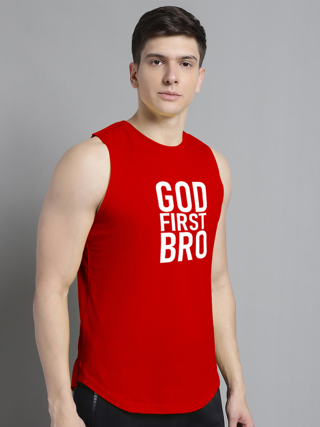 Fbar God First Bro printed Pure Cotton Training Vest - Friskers