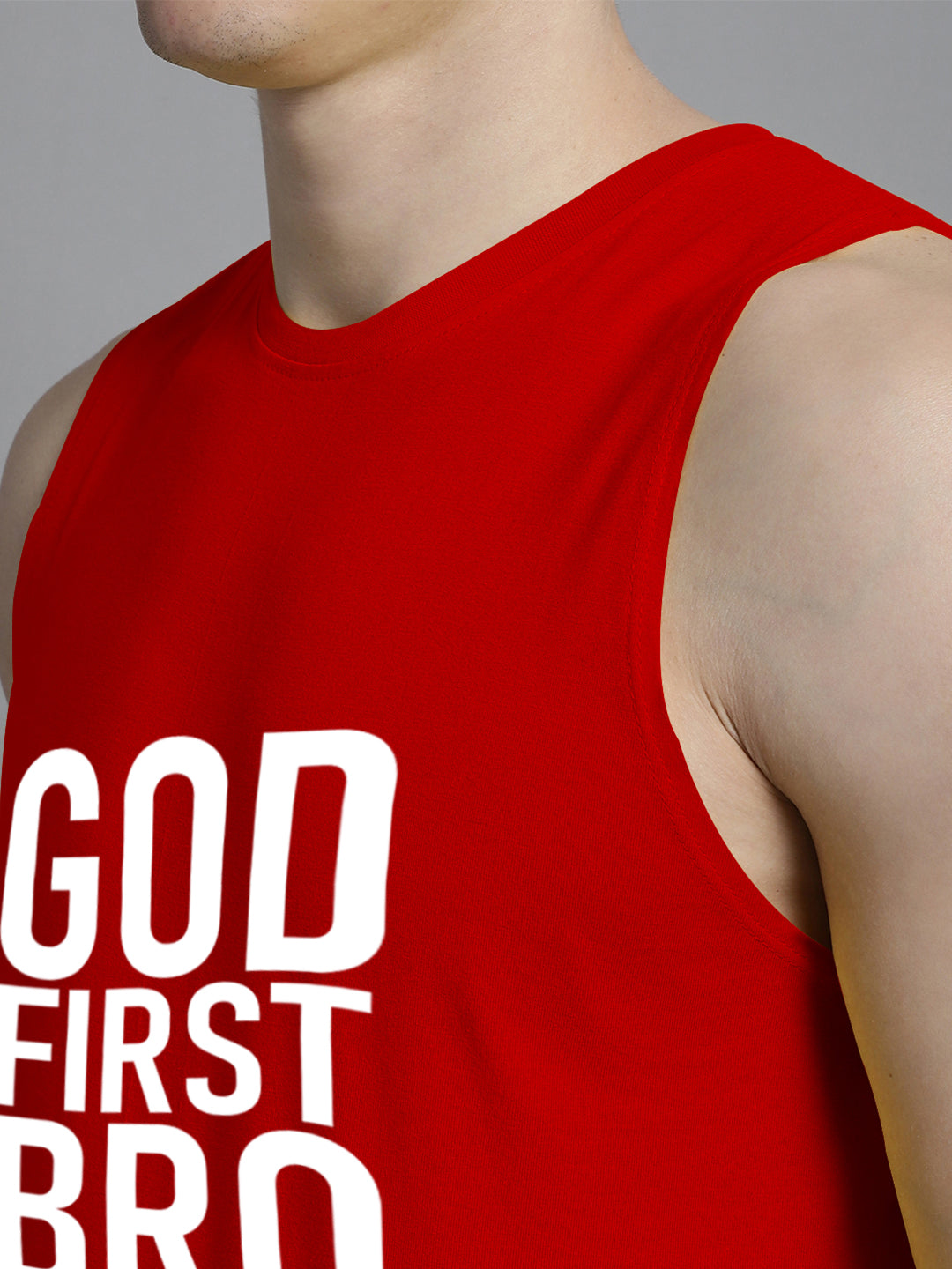 Fbar God First Bro printed Pure Cotton Training Vest - Friskers