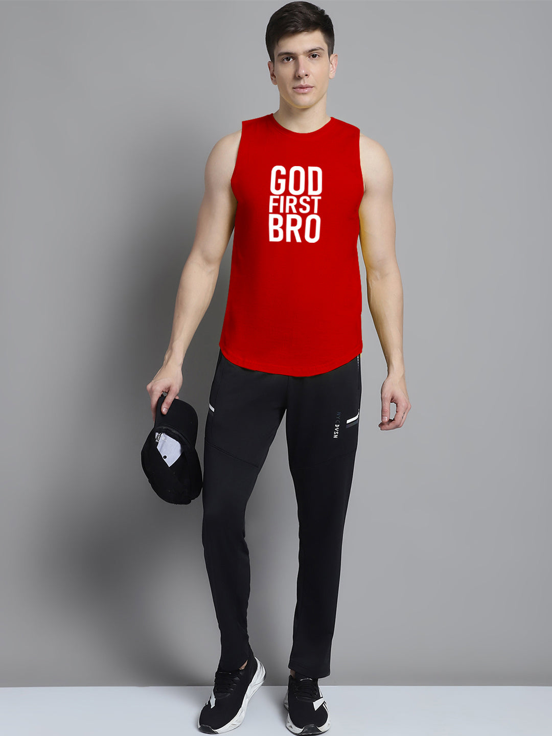 Fbar God First Bro printed Pure Cotton Training Vest - Friskers