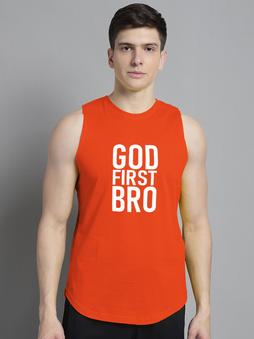 Fbar God First Bro printed Pure Cotton Training Vest - Friskers