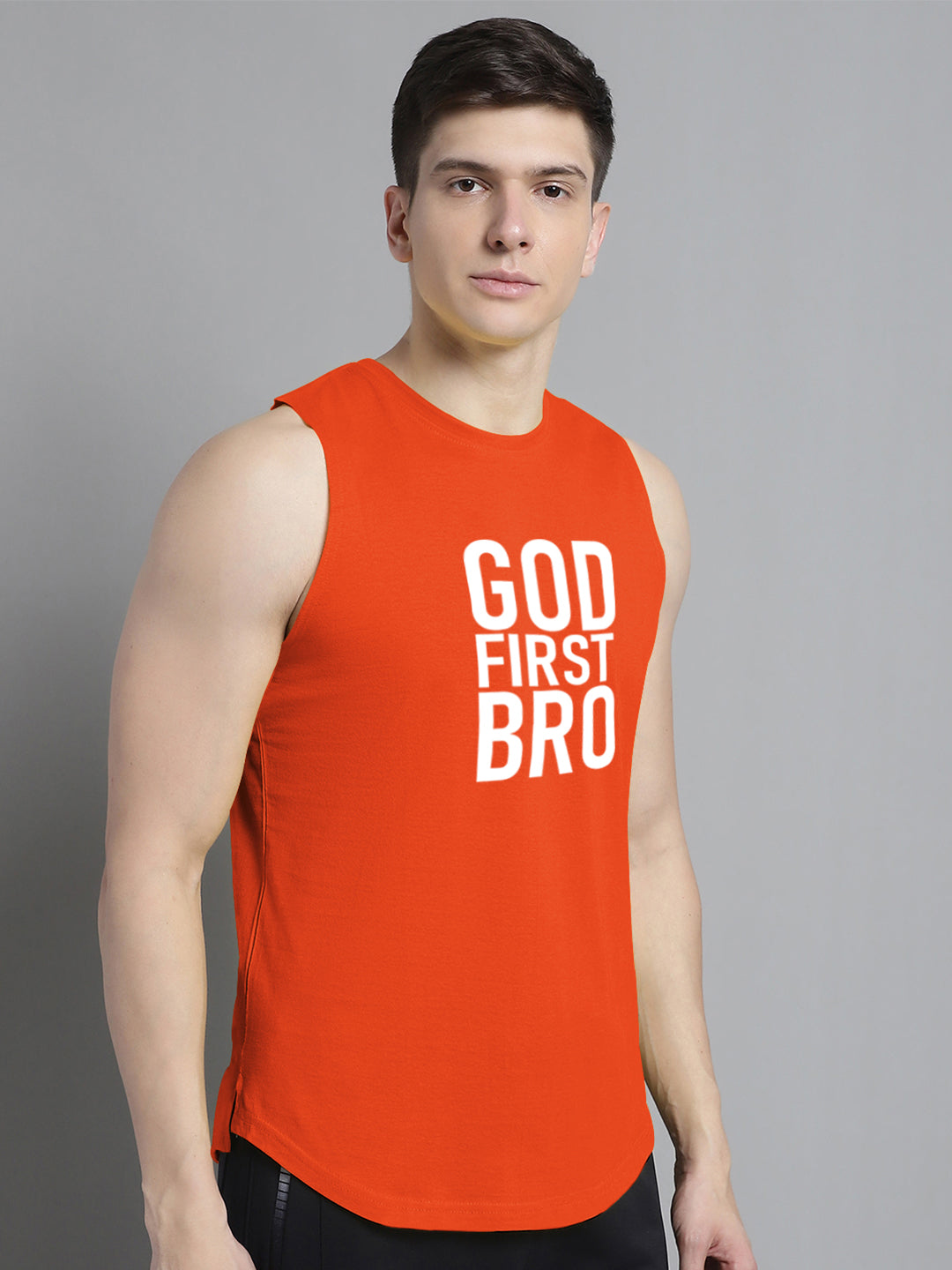Fbar God First Bro printed Pure Cotton Training Vest - Friskers