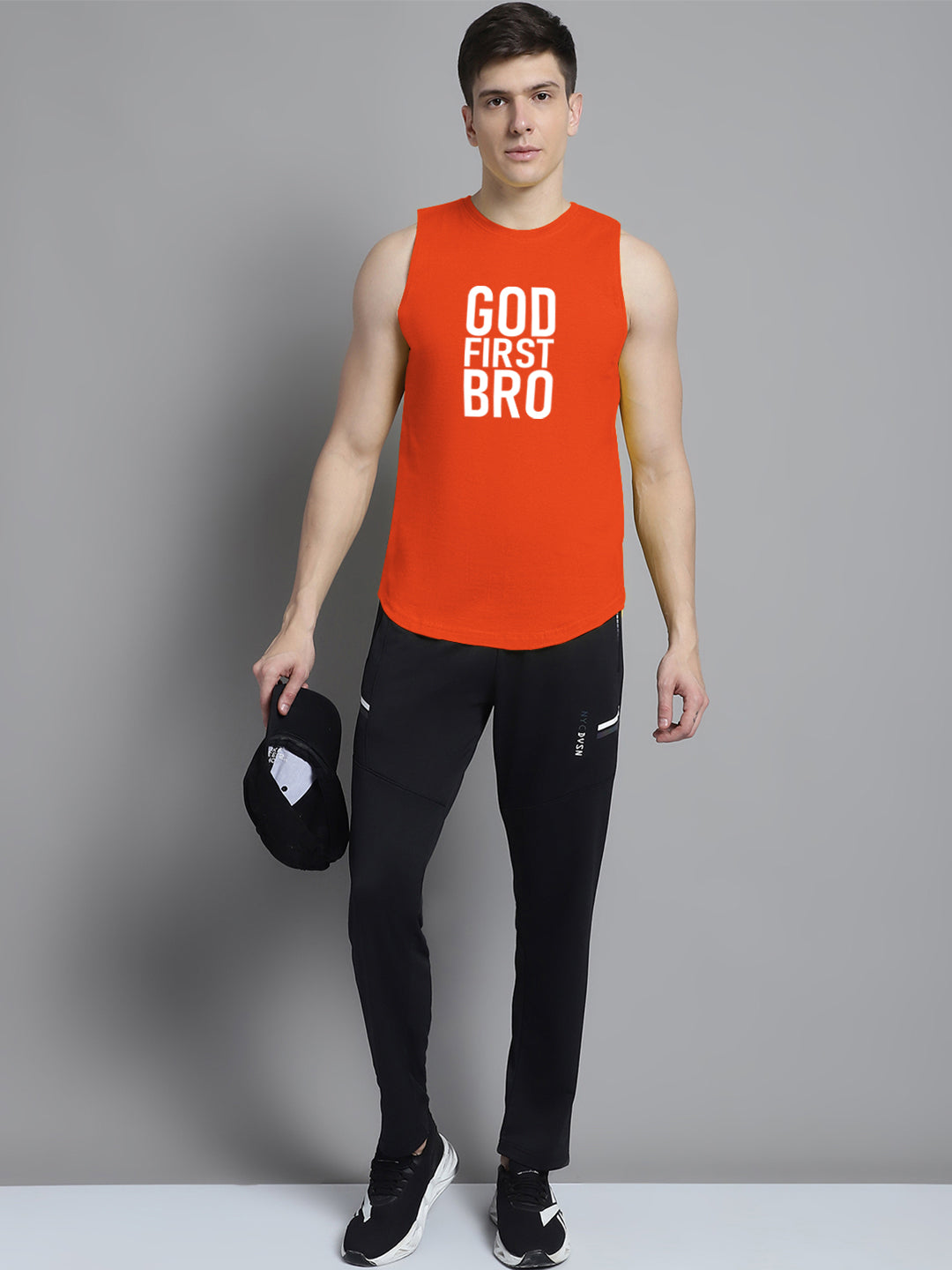 Fbar God First Bro printed Pure Cotton Training Vest - Friskers