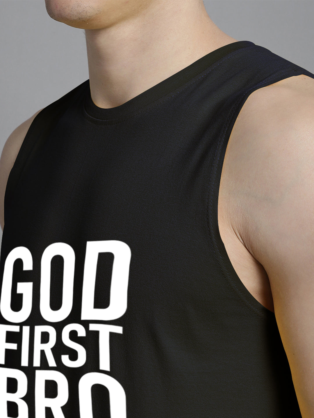 Fbar God First Bro printed Pure Cotton Training Vest - Friskers