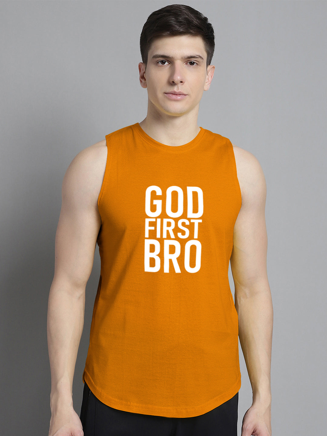 Fbar God First Bro printed Pure Cotton Training Vest - Friskers