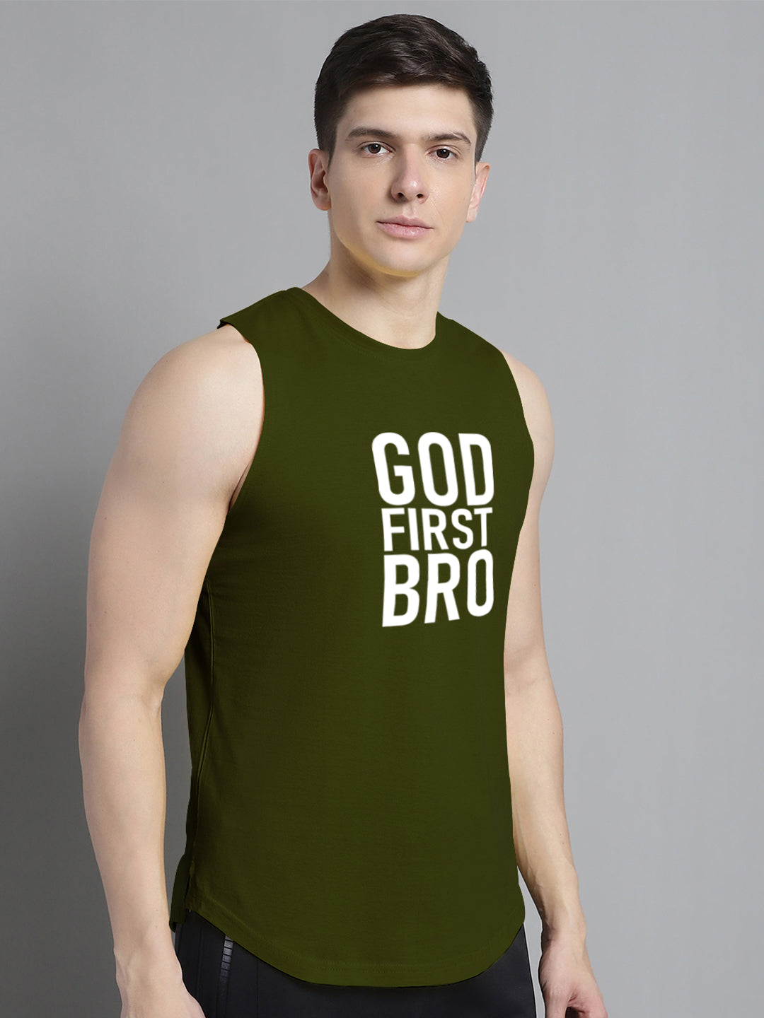 Fbar God First Bro printed Pure Cotton Training Vest - Friskers