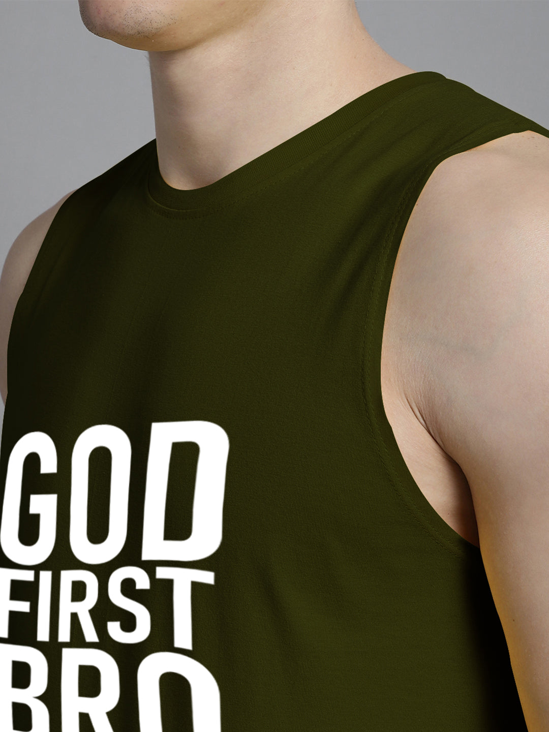 Fbar God First Bro printed Pure Cotton Training Vest - Friskers