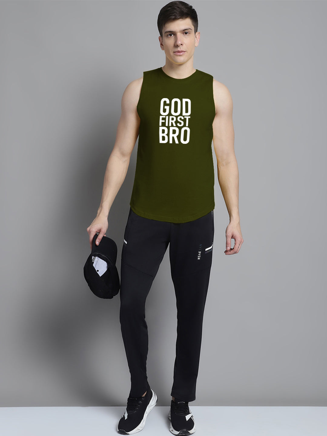 Fbar God First Bro printed Pure Cotton Training Vest - Friskers