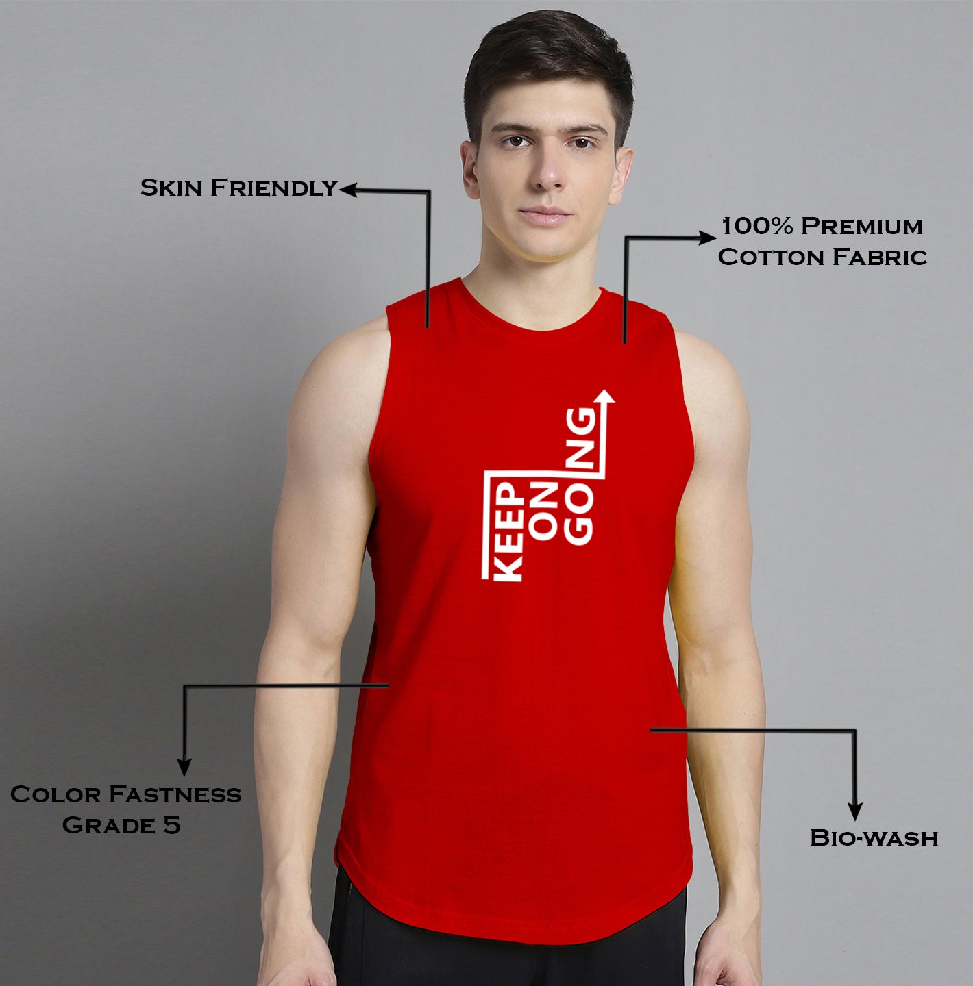 Fbar Keep On Going printed Pure Cotton Training Vest - Friskers