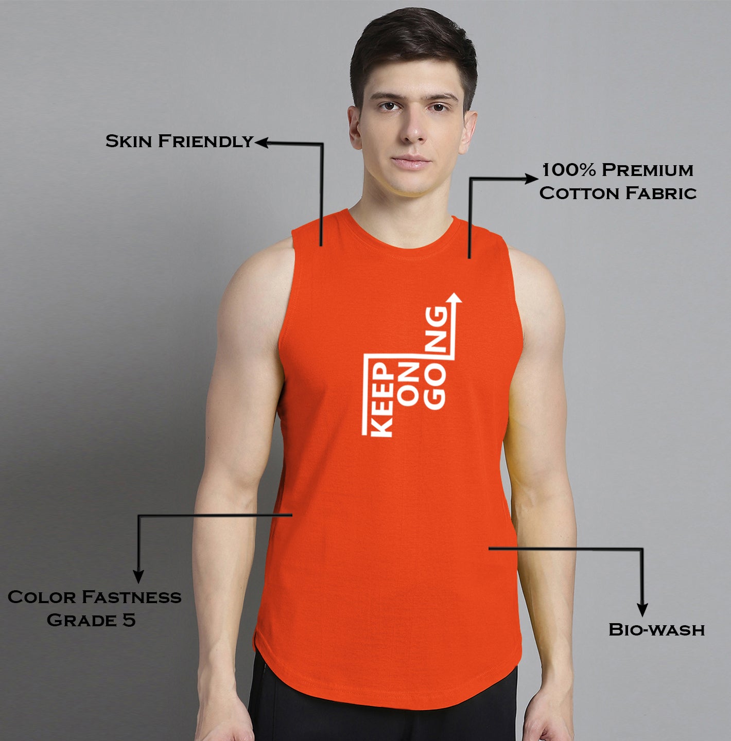 Fbar Keep On Going printed Pure Cotton Training Vest - Friskers