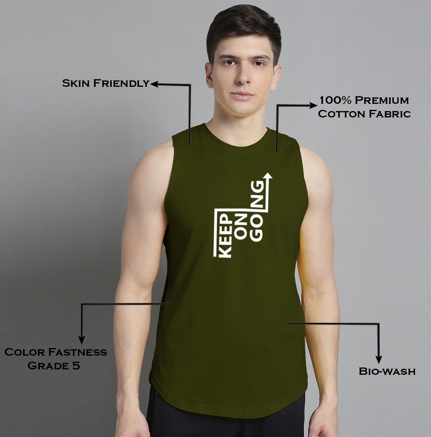 Fbar Keep On Going printed Pure Cotton Training Vest - Friskers