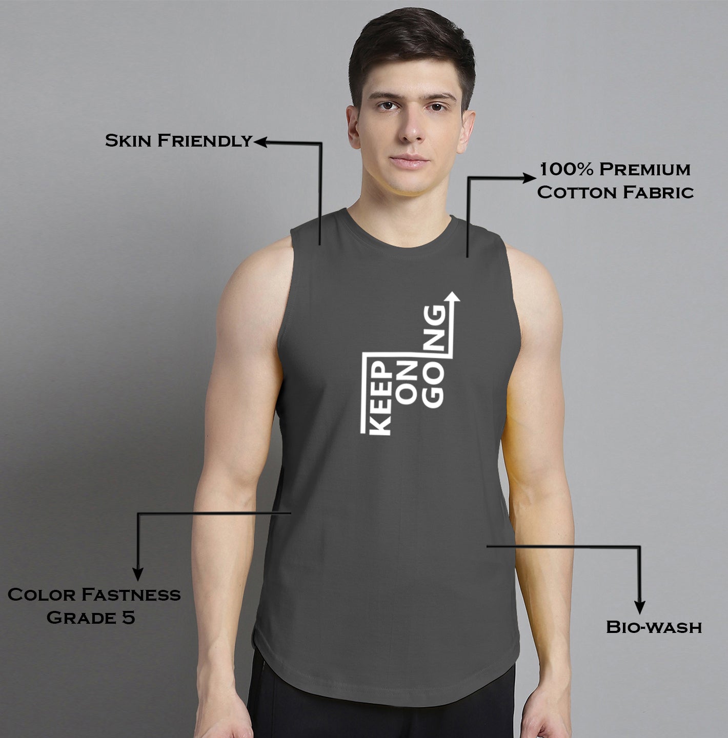 Fbar Keep On Going printed Pure Cotton Training Vest - Friskers