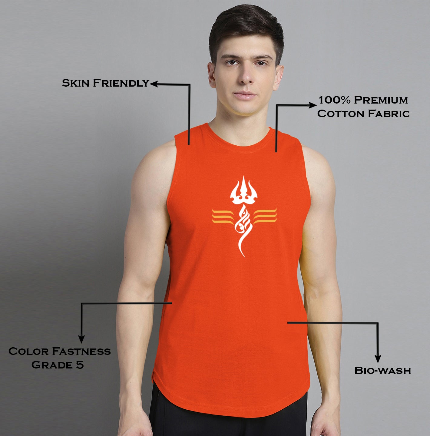 Fbar Om printed Pure Cotton Training Vest - Friskers