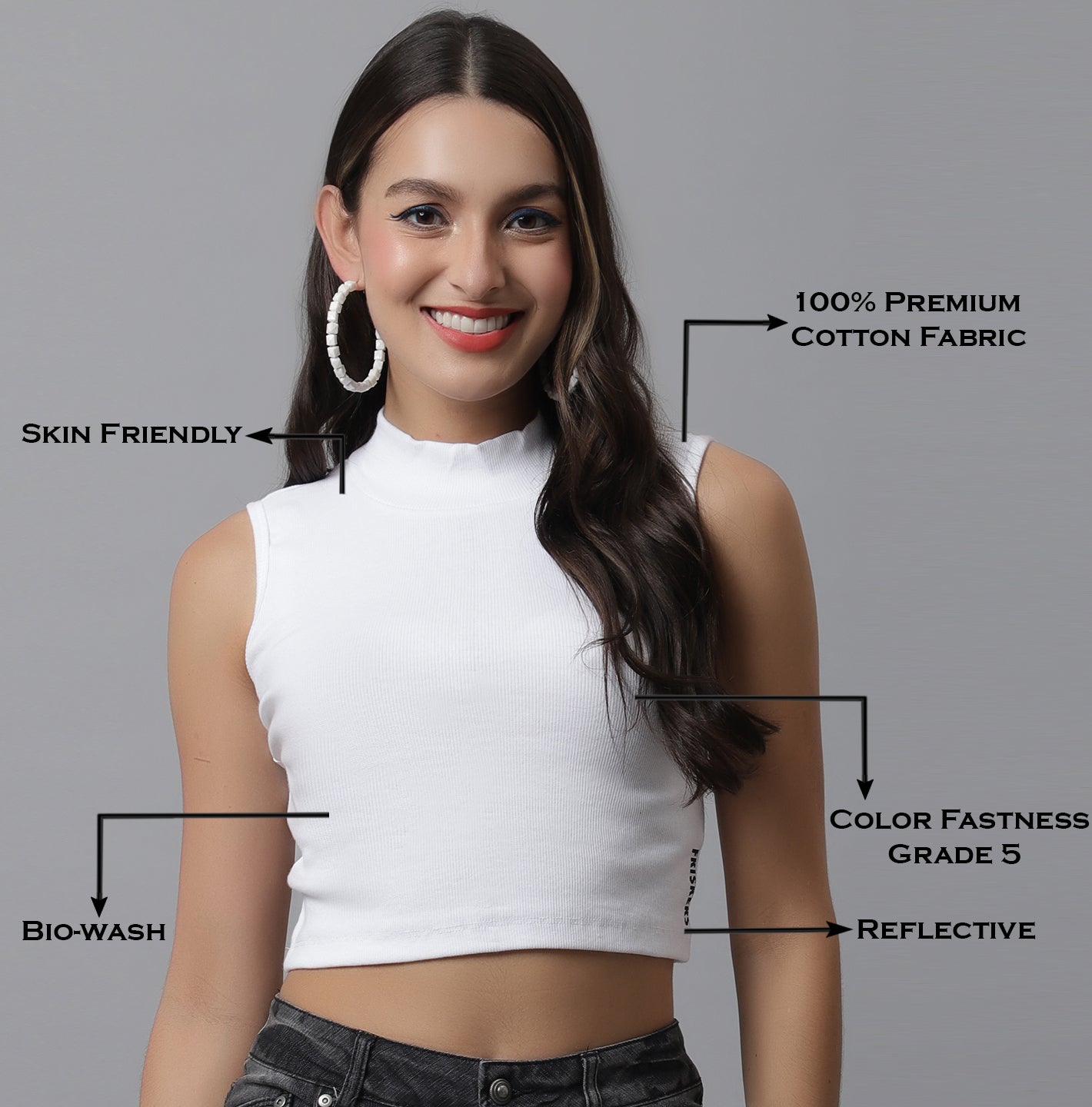 Fbar Women Solid Side Cut Crop Top - Friskers