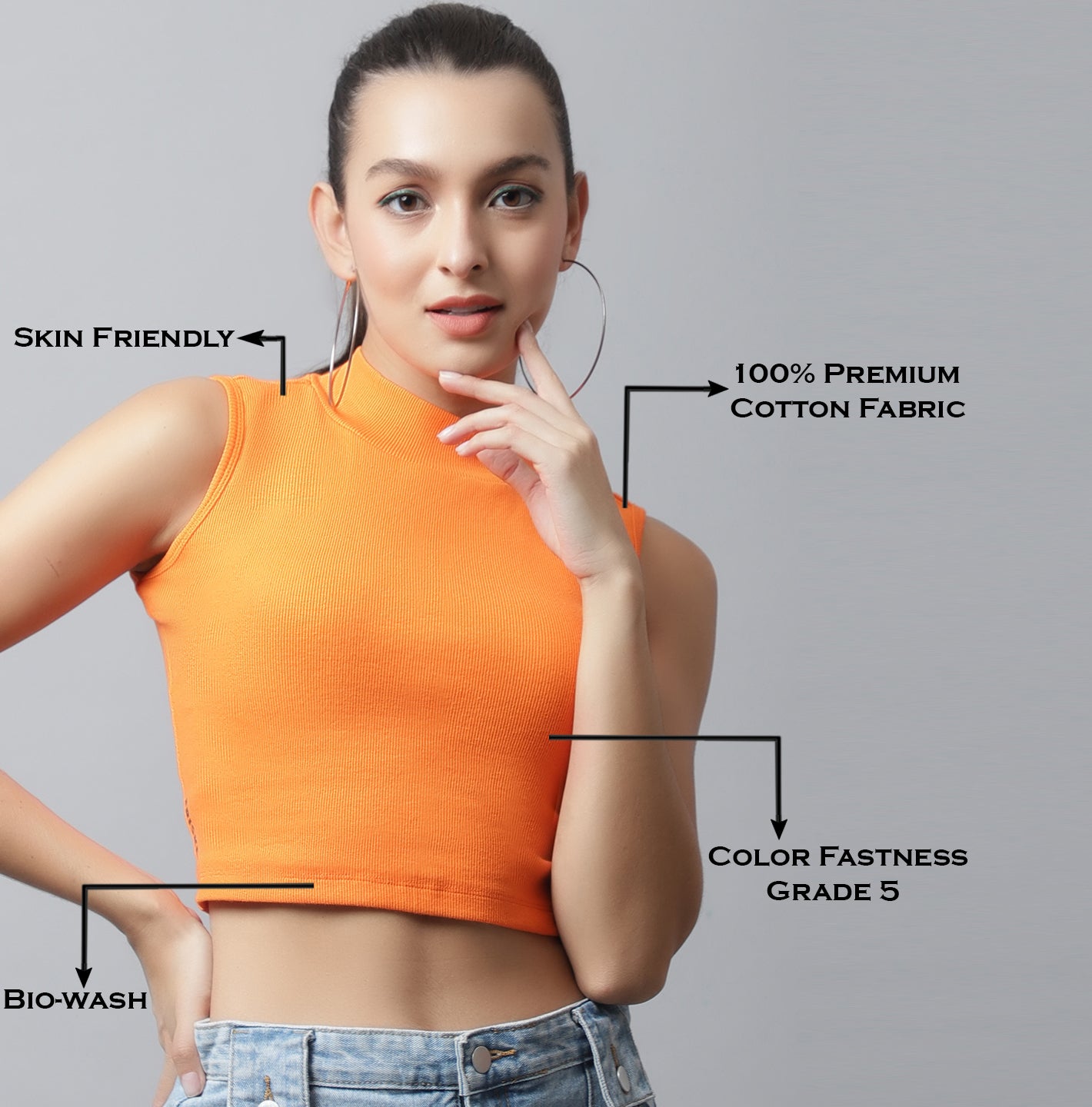Fbar Women Solid Side Cut Crop Top - Friskers