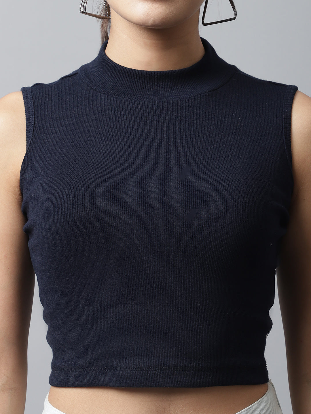 Fbar Women Solid Side Cut Crop Top - Friskers