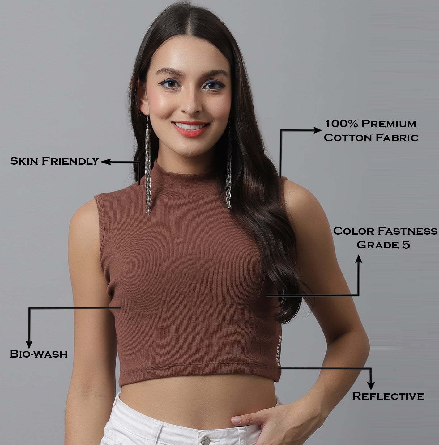 Fbar Women Solid Side Cut Crop Top - Friskers