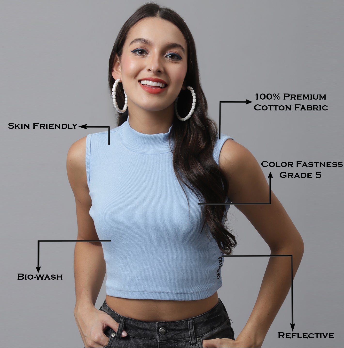 Fbar Women Solid Side Cut Crop Top - Friskers