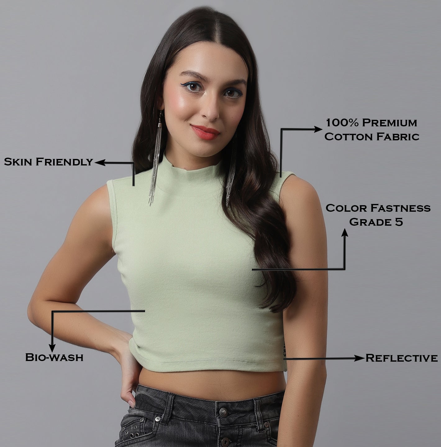 Fbar Women Solid Side Cut Crop Top - Friskers