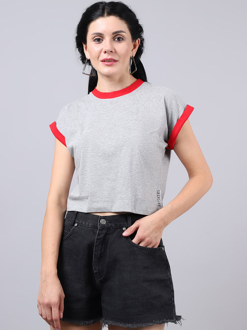 Fbar Women's Casual Boxy Cotton T-Shirt