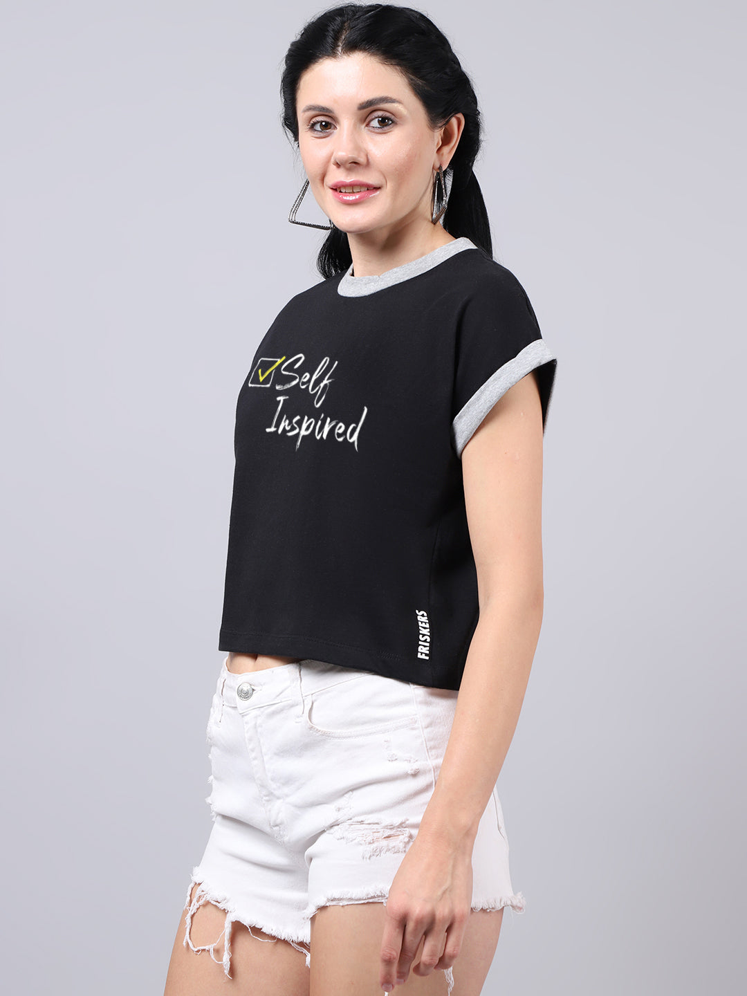 Fbar Women's Self Inspired Printed Cotton T-Shirt - Friskers
