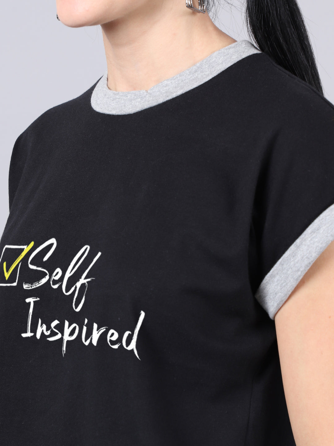 Fbar Women's Self Inspired Printed Cotton T-Shirt - Friskers