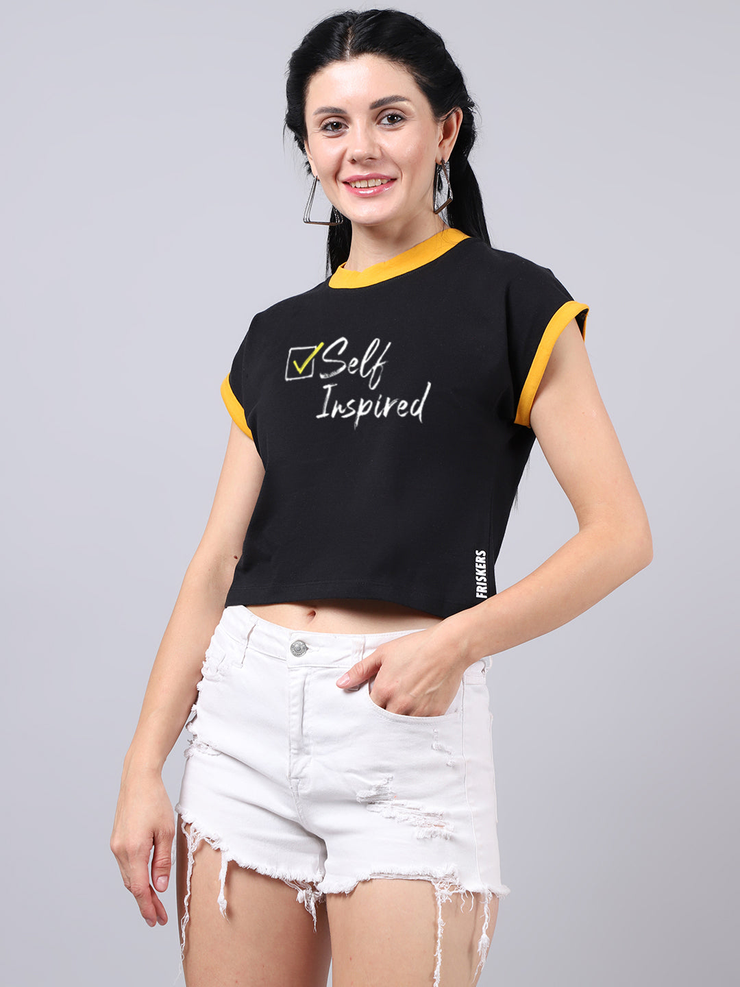 Fbar Women's Self Inspired Printed Cotton T-Shirt - Friskers