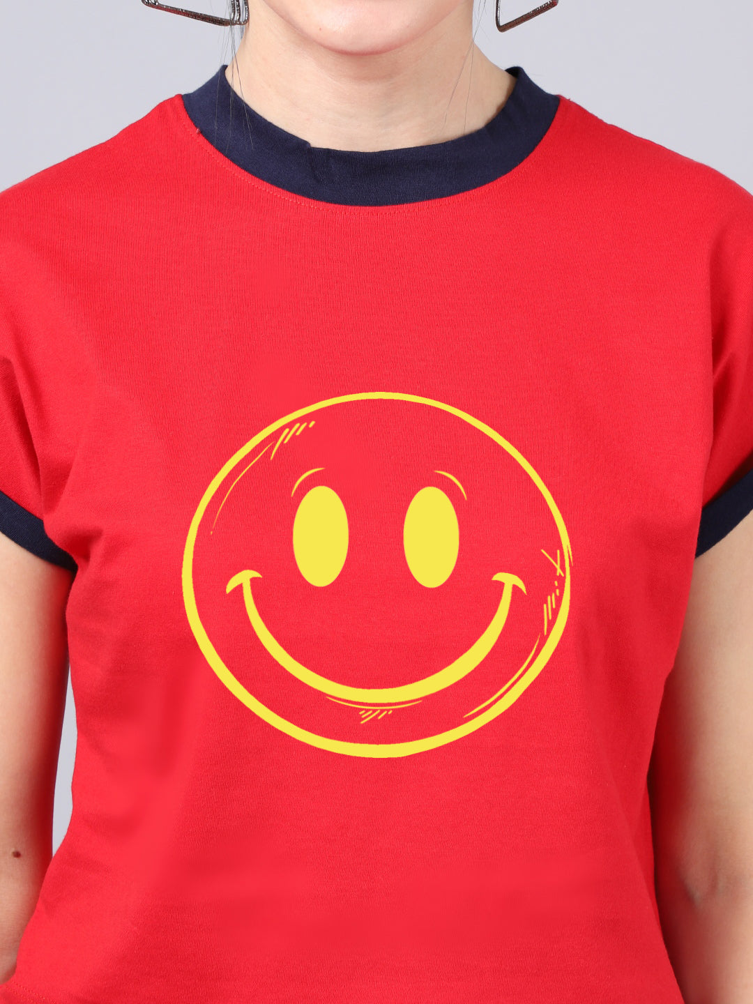 Fbar Women's Smiley Printed Cotton T-Shirt - Friskers