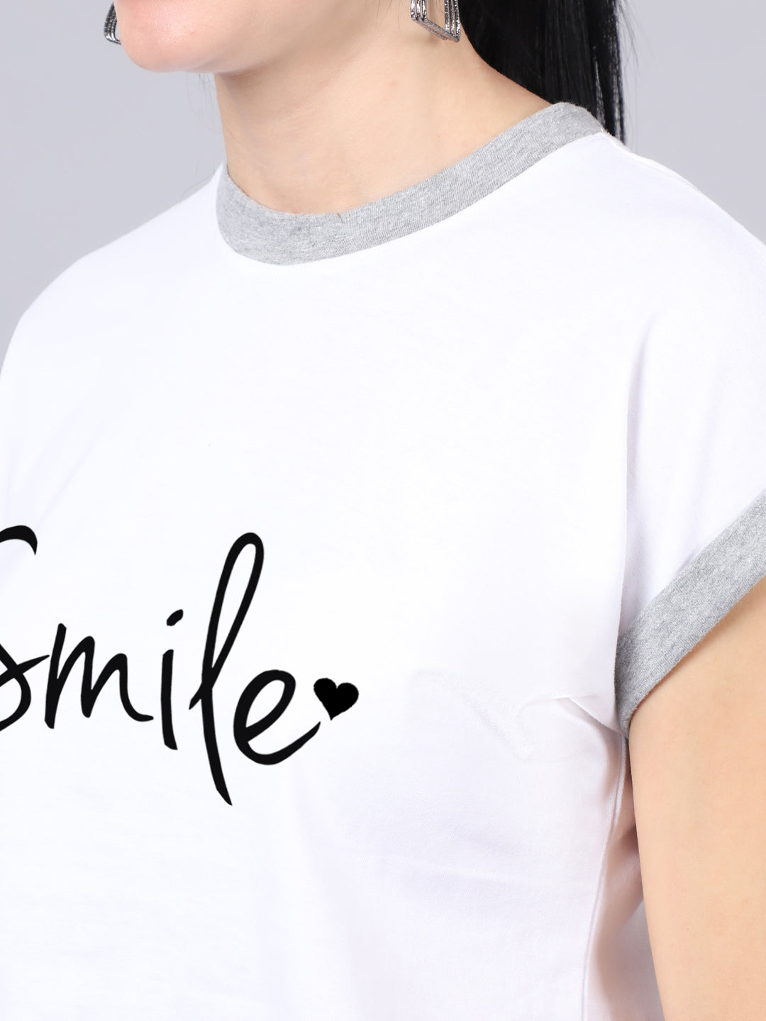 Fbar Women's Smile Printed Cotton T-Shirt - Friskers