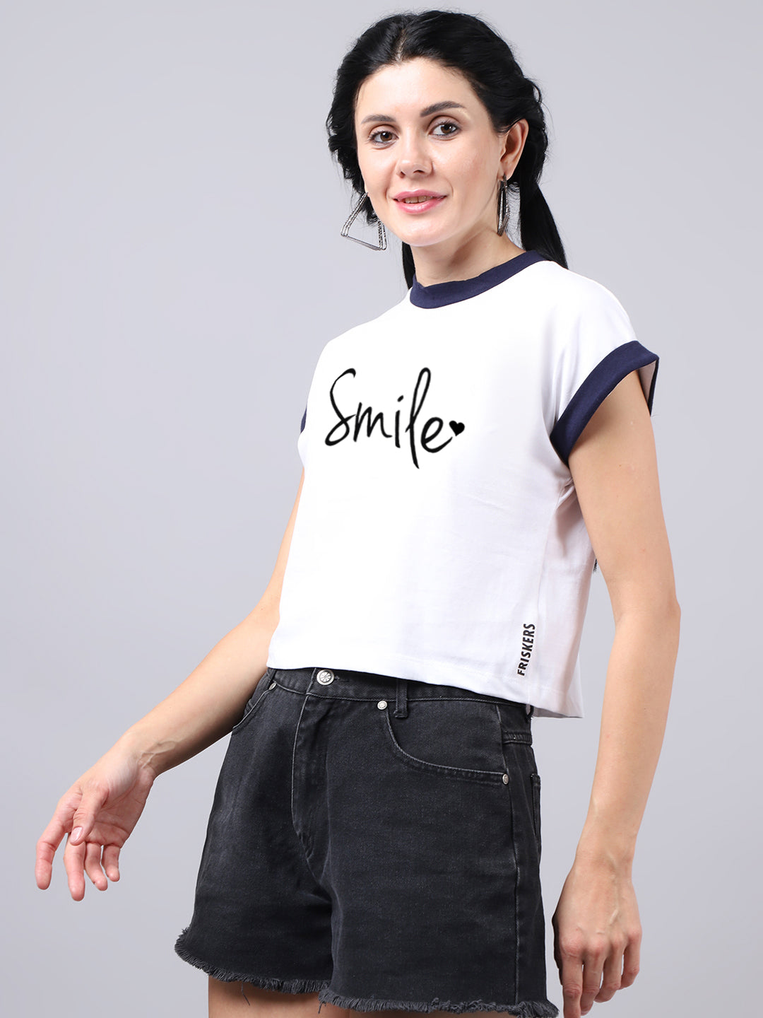 Fbar Women's Smile Printed Cotton T-Shirt - Friskers