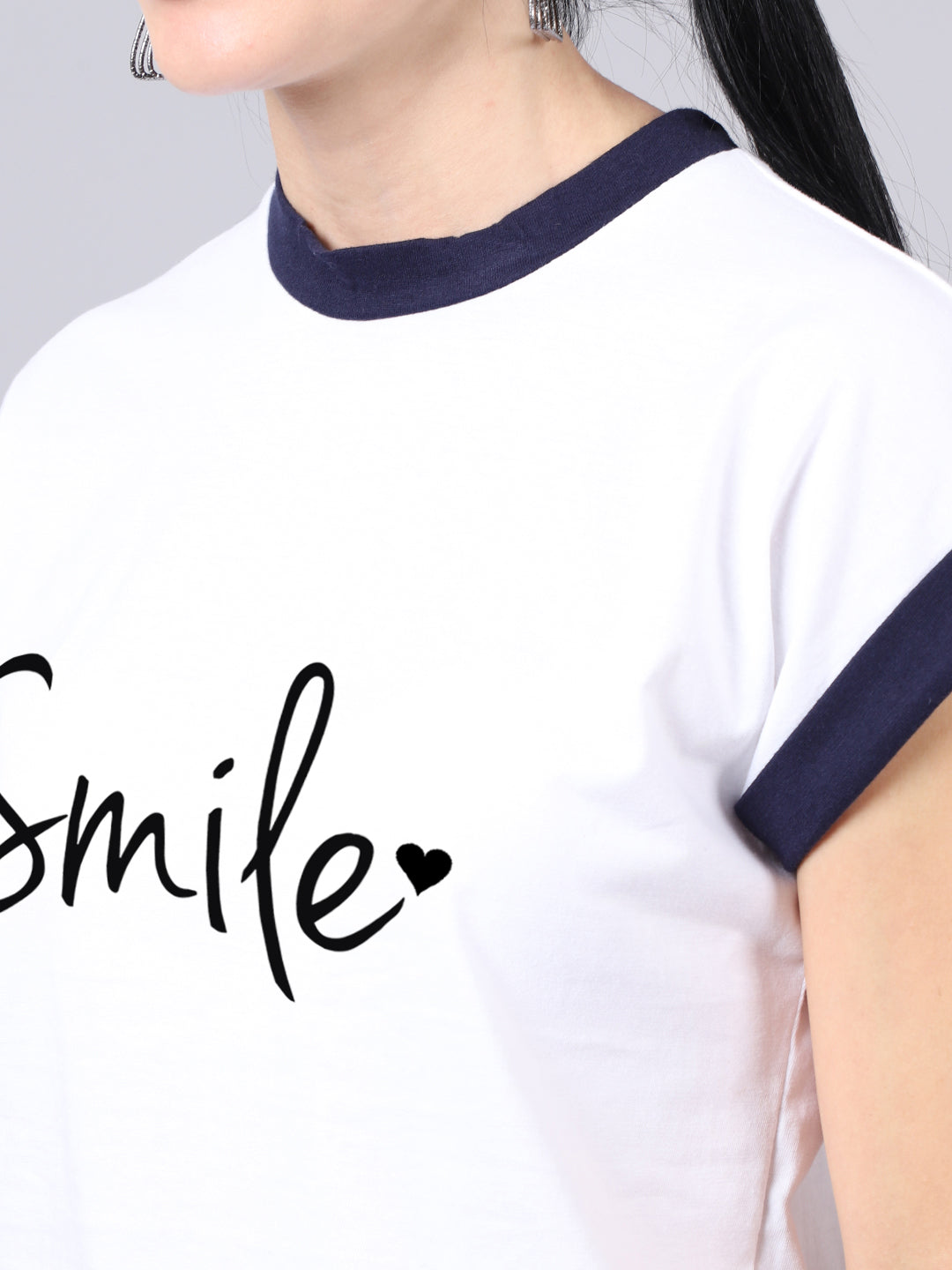 Fbar Women's Smile Printed Cotton T-Shirt - Friskers