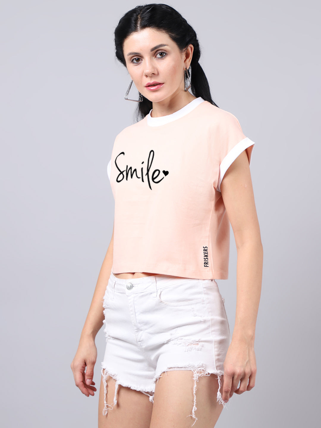 Fbar Women's Smile Printed Cotton T-Shirt - Friskers