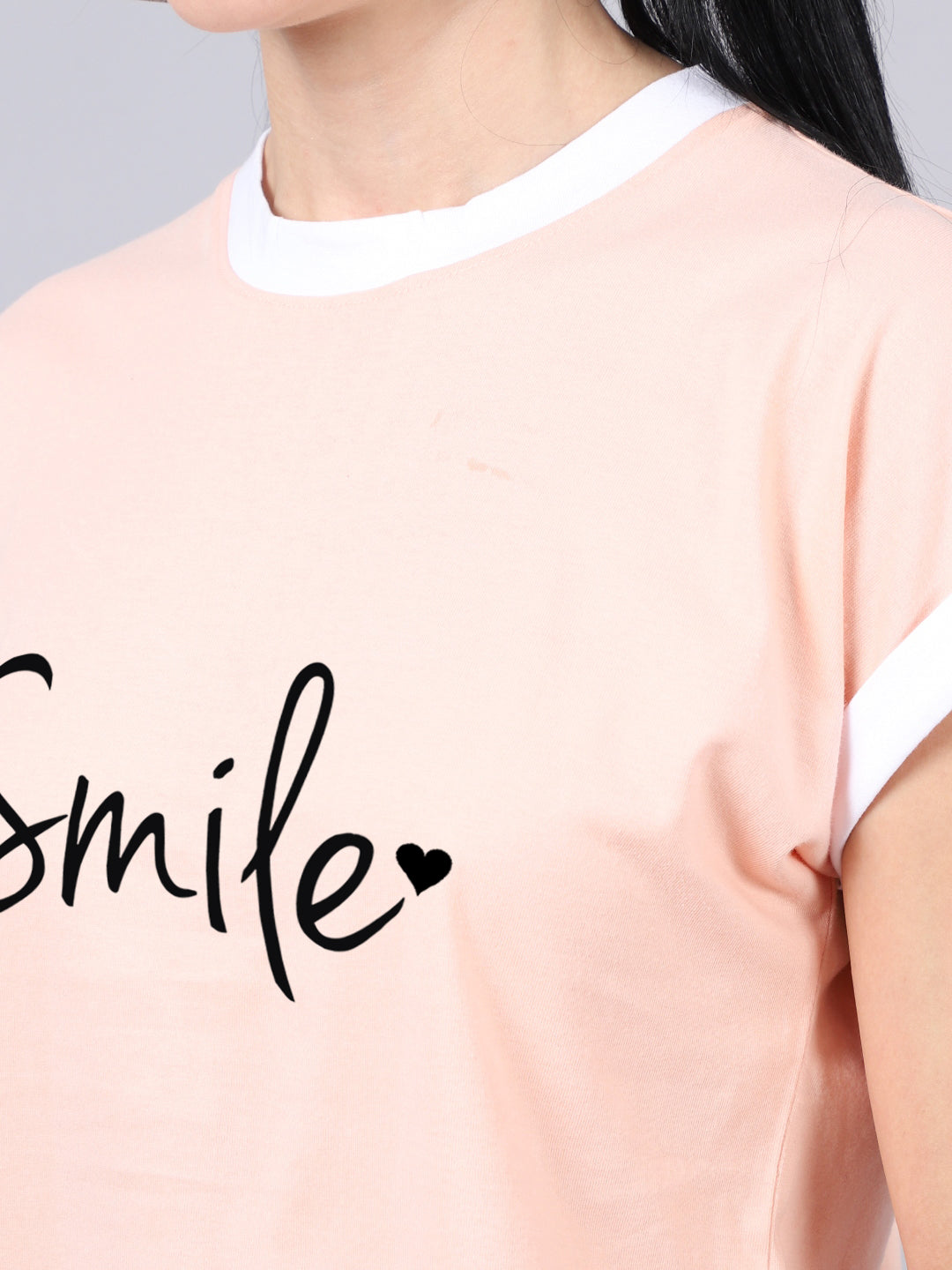 Fbar Women's Smile Printed Cotton T-Shirt - Friskers