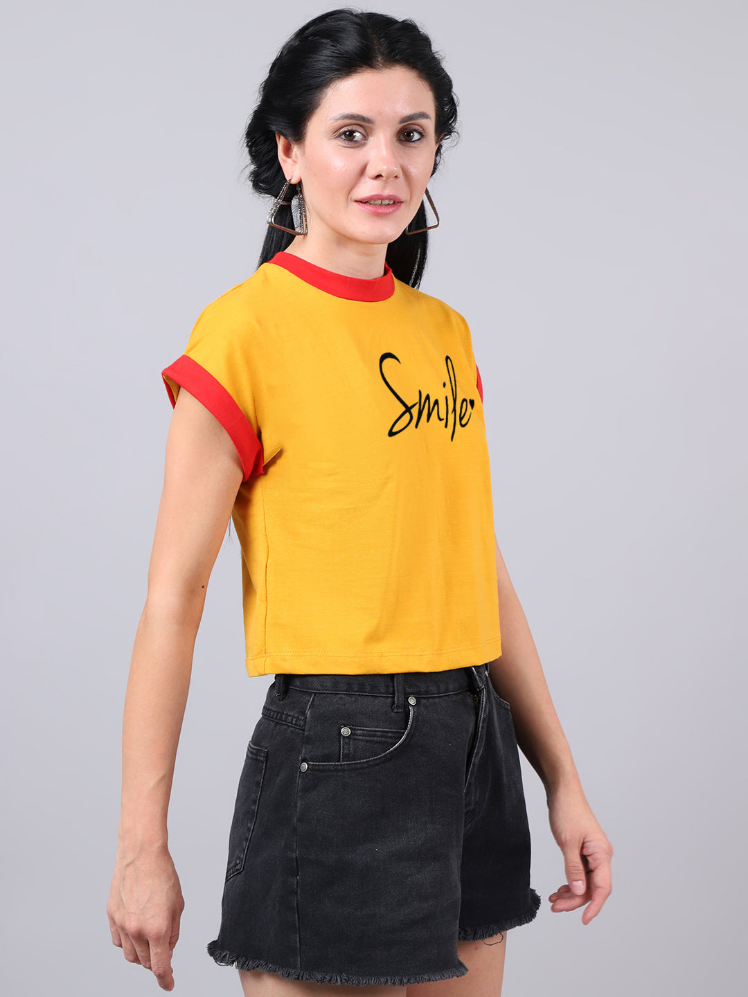 Fbar Women's Smile Printed Cotton T-Shirt - Friskers