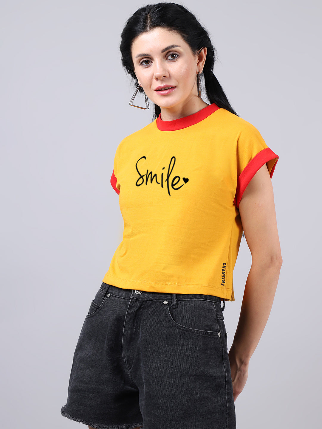 Fbar Women's Smile Printed Cotton T-Shirt - Friskers