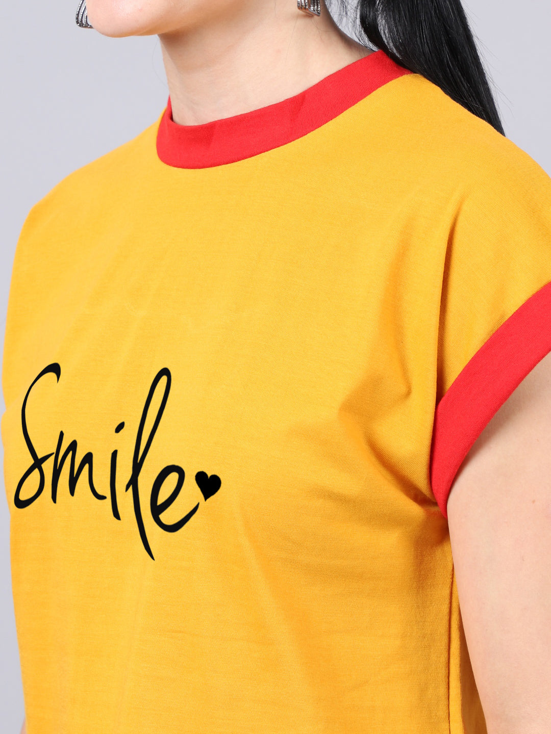 Fbar Women's Smile Printed Cotton T-Shirt - Friskers